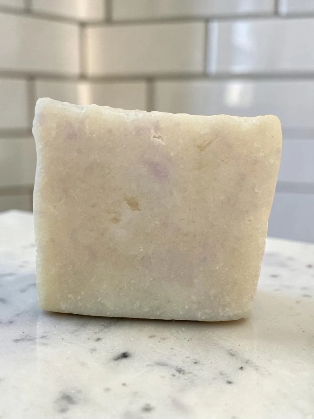 Handmade Cream Bath Soap Bar light lavender scent with a light purple swirl